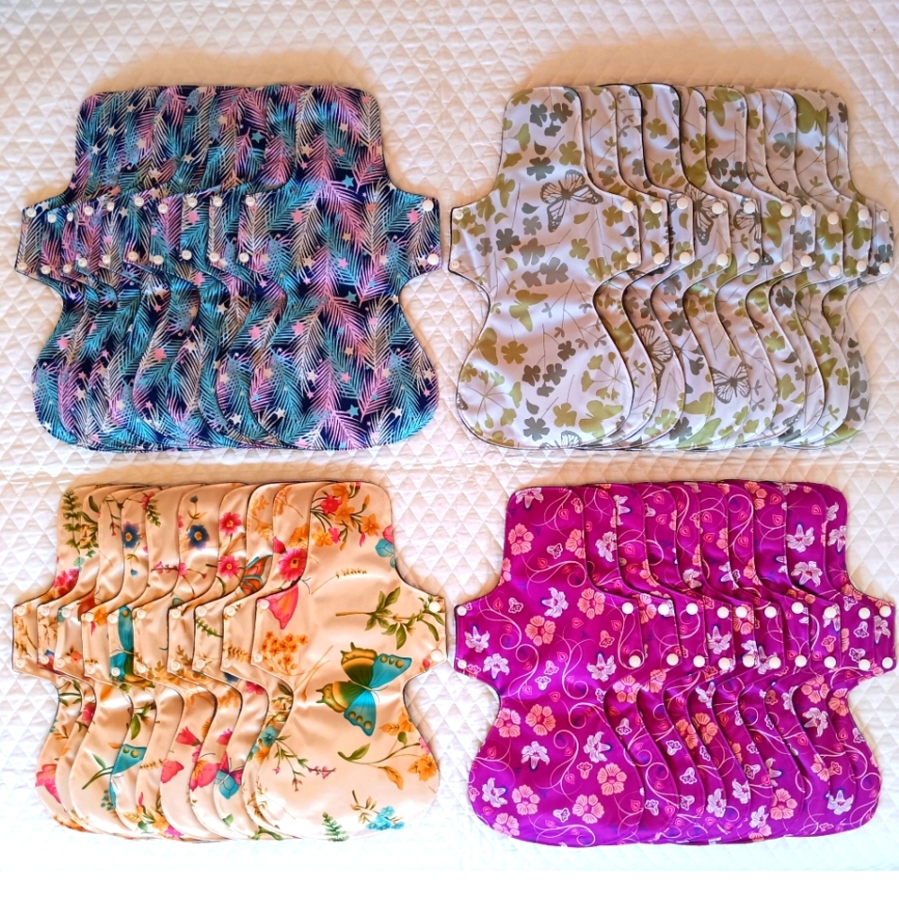 Bulk Lot of 40 - XXL Reusable Overnight Menstrual Pad - Bamboo Charcoal - 16 in
